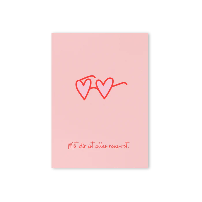 Mit dir ist alles rosa-rot Postkarte